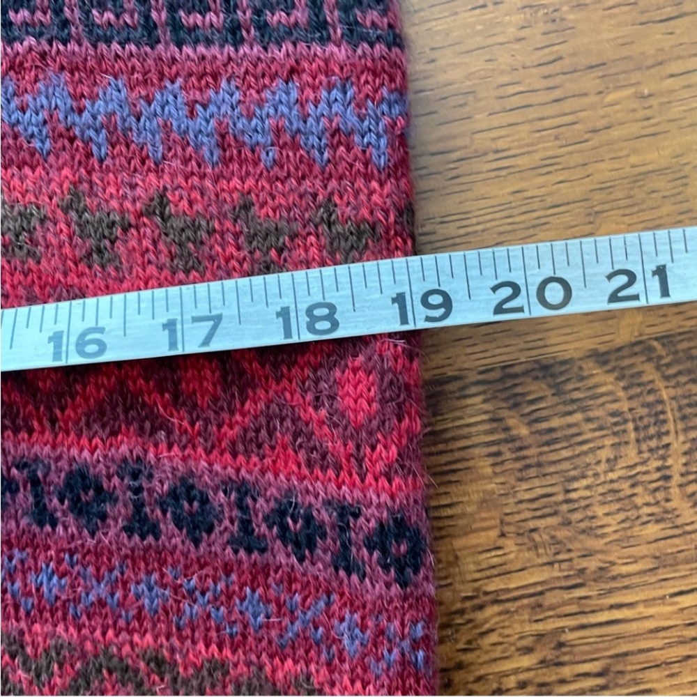 Vintage Baby Alpaca Fair Isle Sweater Cranberry Red Multicolor Men’s Size Small - Picture 7 of 15